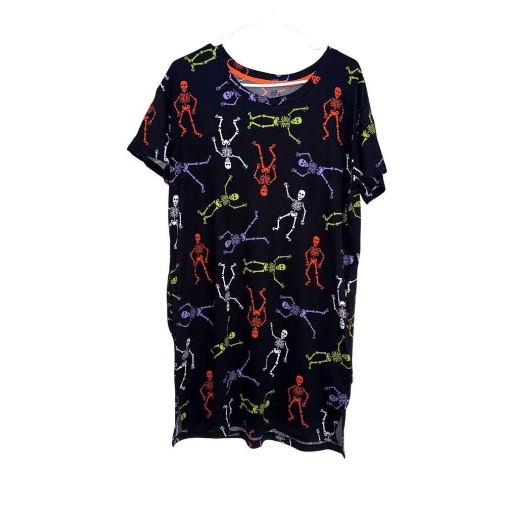 Celebrate Halloween Skeleton Print Black T-Shirt M 6-10 Short Sleeve